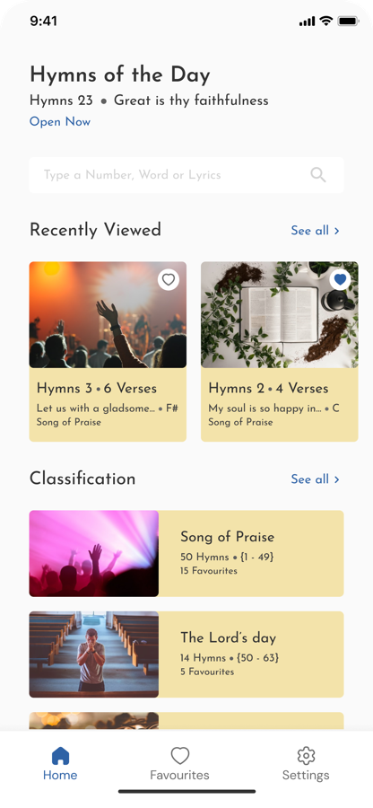 Awa Hymn home screen